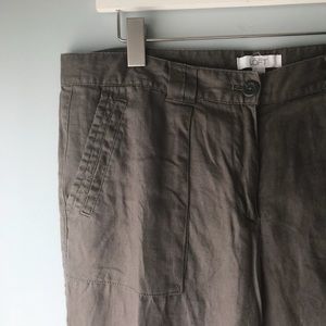 Cropped Army Green Linen LOFT Pants !Final Drop!